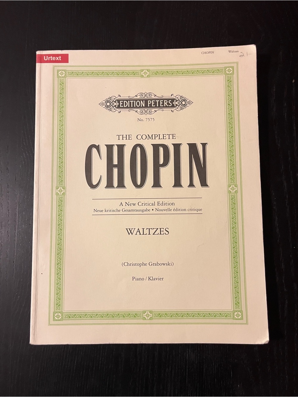 Edition Peters Chopin Waltzes Urtext Sheet Music Book Piano Grabowski 7575